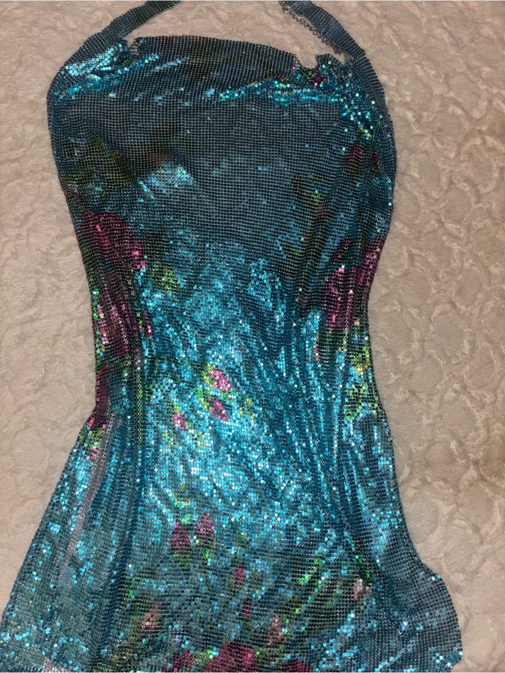 Fashion Nova Floral Metal Chain Mini Dress Size Small - Picture 6 of 7